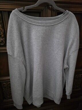 Gray Lightweight Sweatshirt, Measurements Are Provided.
